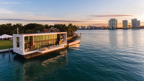 floating house on full glass