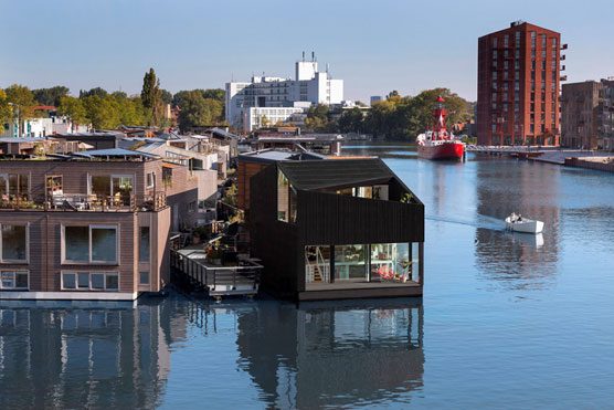 a black floating house